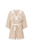 Tan Collar V Neck Tie Sammi Playsuit