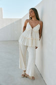 Cream Ruffle Strappy Tie Cantrell Top