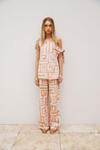 Pink Hellenic Maze Elastic Drawstring Kahli Pants