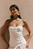 White Strapless Tie Bustier Viviana Top