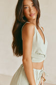 Sierra V Neckline Cutout Crop Top - Green