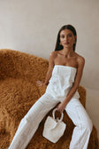 White Cheesecloth Strapless Flouncy Carissa Top