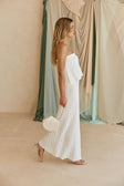 White Vintage Crochet Knit Strapless Maxi Maria Dress