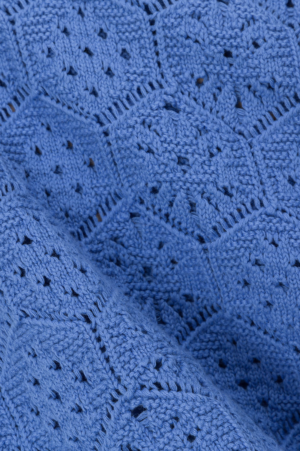 Blue Knit Long Sleeve Button Alivia Top