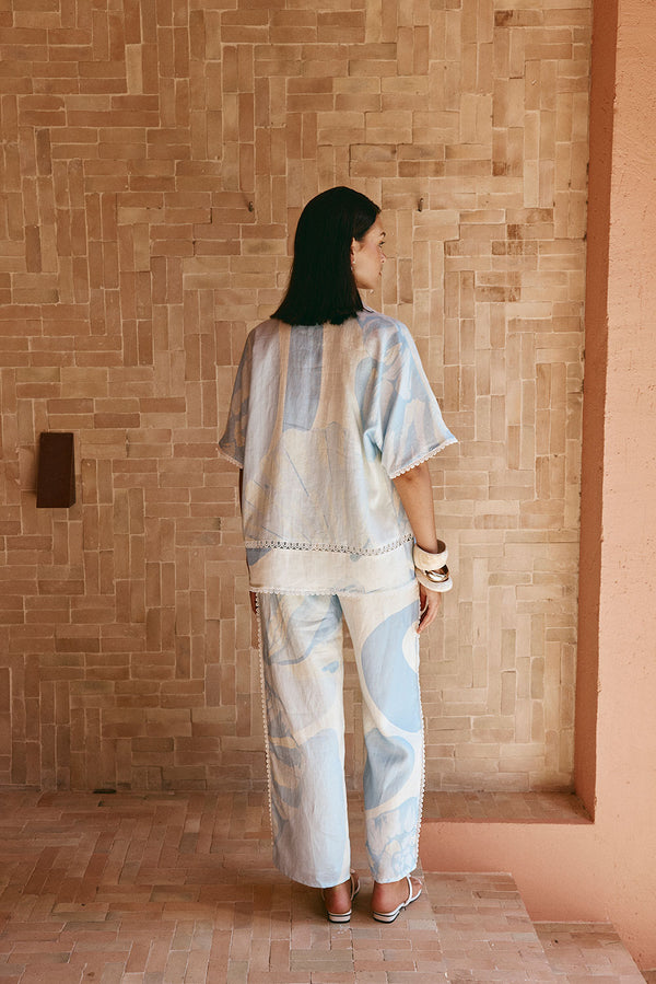 Blue Short Sleeve Button Up Collar Isabella Shirt