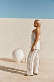 White Elastic Drawstring Frill Emilia Pants