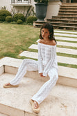 Cierra Off Shoulder Long Sleeve Top - White Knit