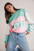 Swisse Vintage Oversized Sweater - Pink Green White