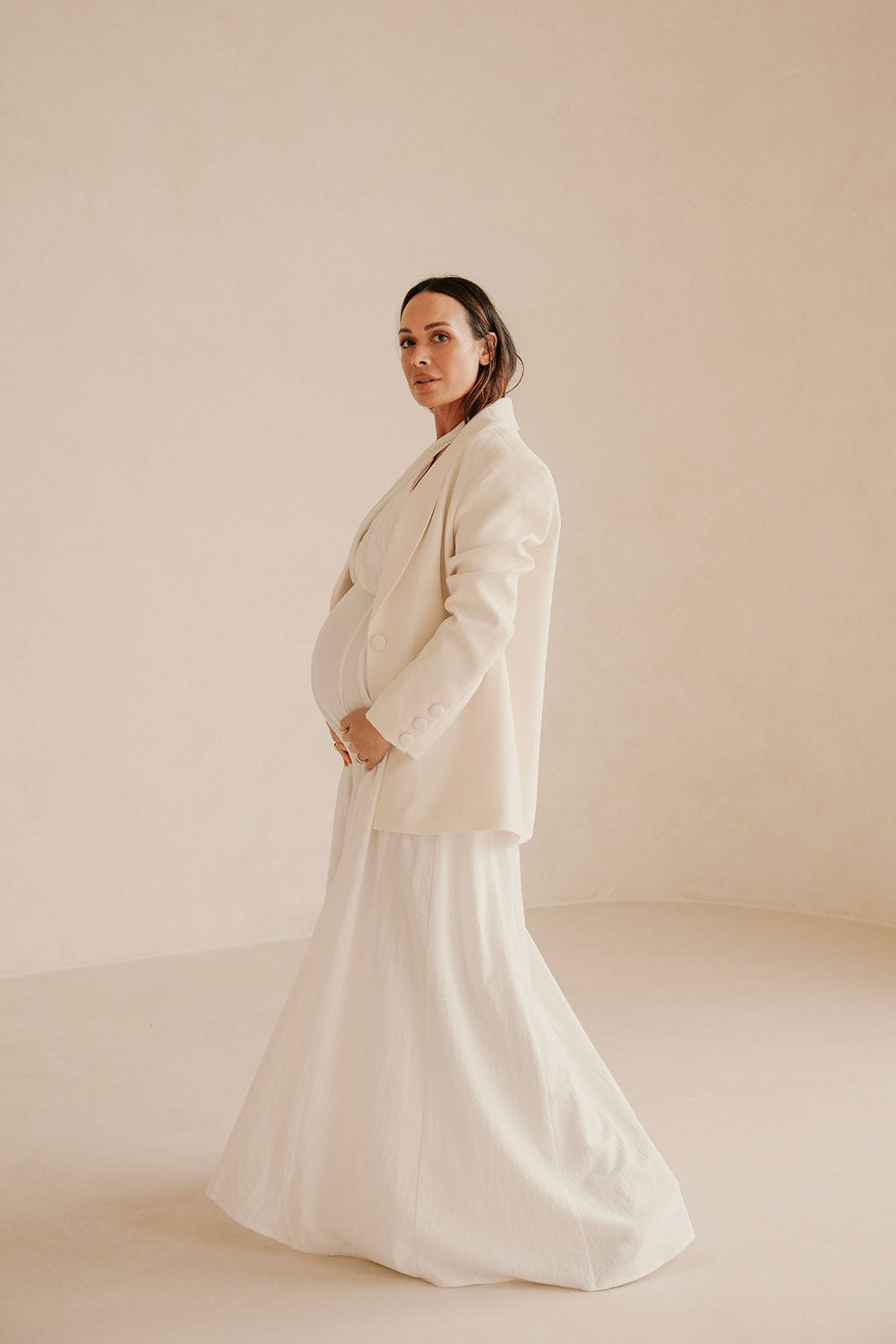 Blakely Long Sleeve Button Up Blazer - Beige