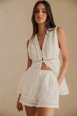 White Lace Elastic Drawstring Cerelia Shorts