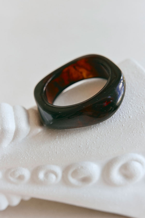 Espresso Brown Resin Chunky Geo Alaria Bangle 