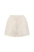 Beige Broderie Drawstring Wynter Shorts