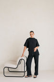 Celine Knit Ribbed Top - Black