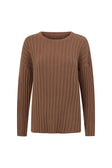 Chocolate Brown Ribbed Knit Jali Top