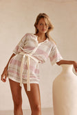 Cream and Pink Stripe Knit Easton Playsuit