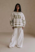 Arlon Oversized Vintager Sweater - Fleece, Green, Grey, White