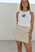 Beige Tie Mini Luna Skirt
