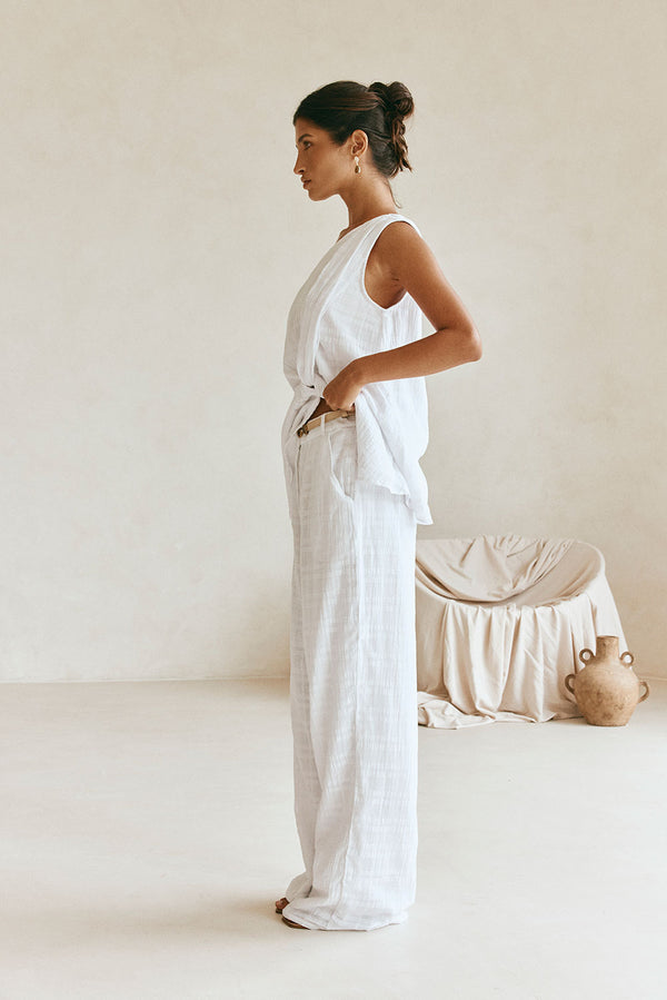 White Plaid High Waist Sofia Pants