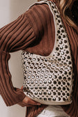 Beige Shoulder Silver Studded Hanna Bag 