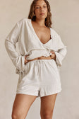 Beige and Black Pintstripe Tie Lyla Shorts