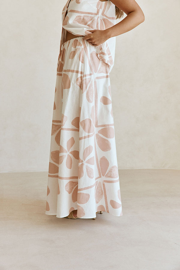 Pink Petal Patch Print Maxi Riko Skirt