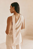 Beige Silky Asymmetric Scarf Koda Top