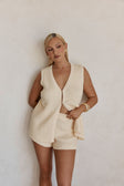 Cream Zig Zag Knit V Neck Mabel Vest Top