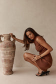 Gingerbread Brown Knit Asymmetric Ellamay Top