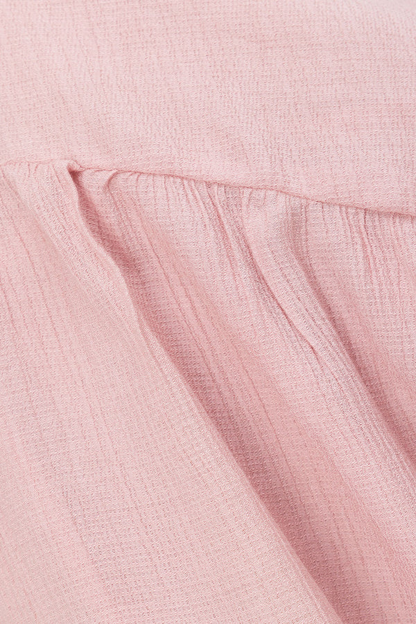 Blush Pink Long Sleeve Button Up Panel Huxley Top