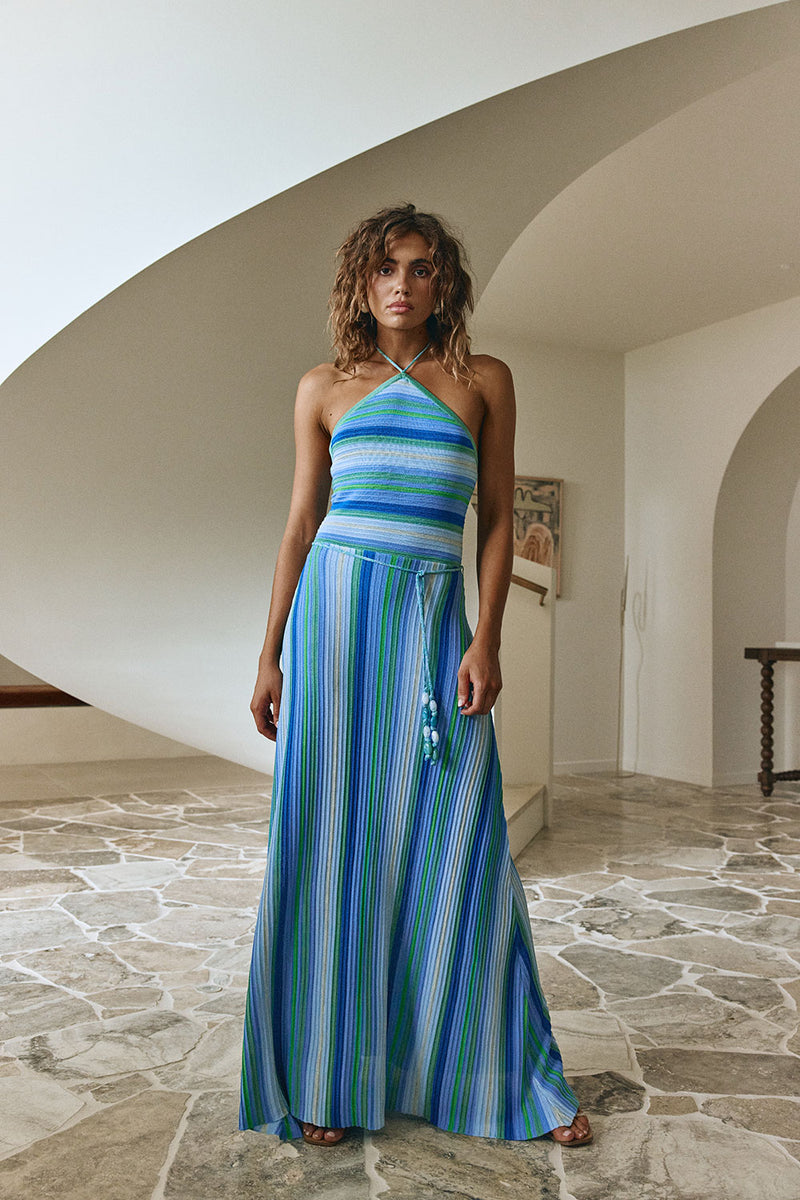 Karmela Dress - Blue Stripe
