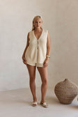 Cream Zig Zag Knit V Neck Mabel Vest Top