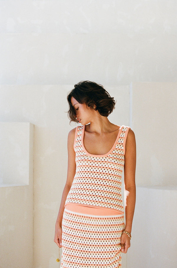 Erin Knit Top - Orange Yellow White