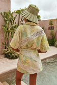 Green Fiore Festivo Print Button Up Aquila Shirt