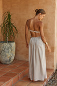 Stone Grey Backless Maxi Mahya Dress