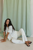 Cream Crochet Elastic High Waist Nixie Pants