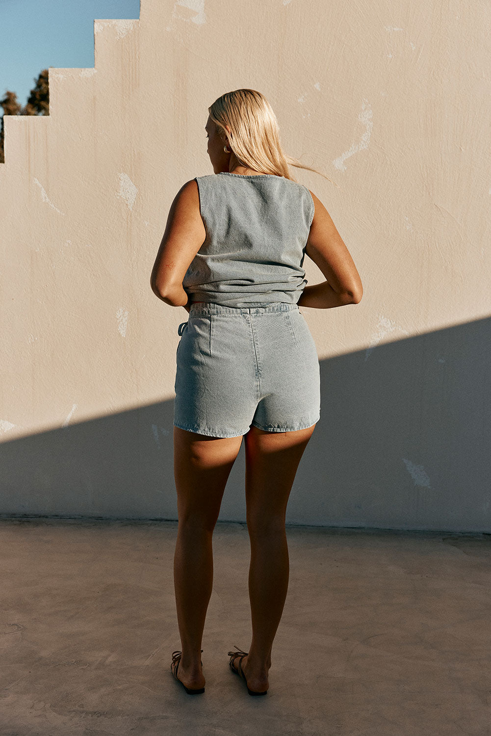 Blue Denim Wrap Mini Loralei Skort