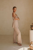 Alba Thin Strap Backless Jumpsuit - Brown, White