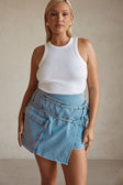 Blue Denim Tie Wrap Mini Luna Skirt