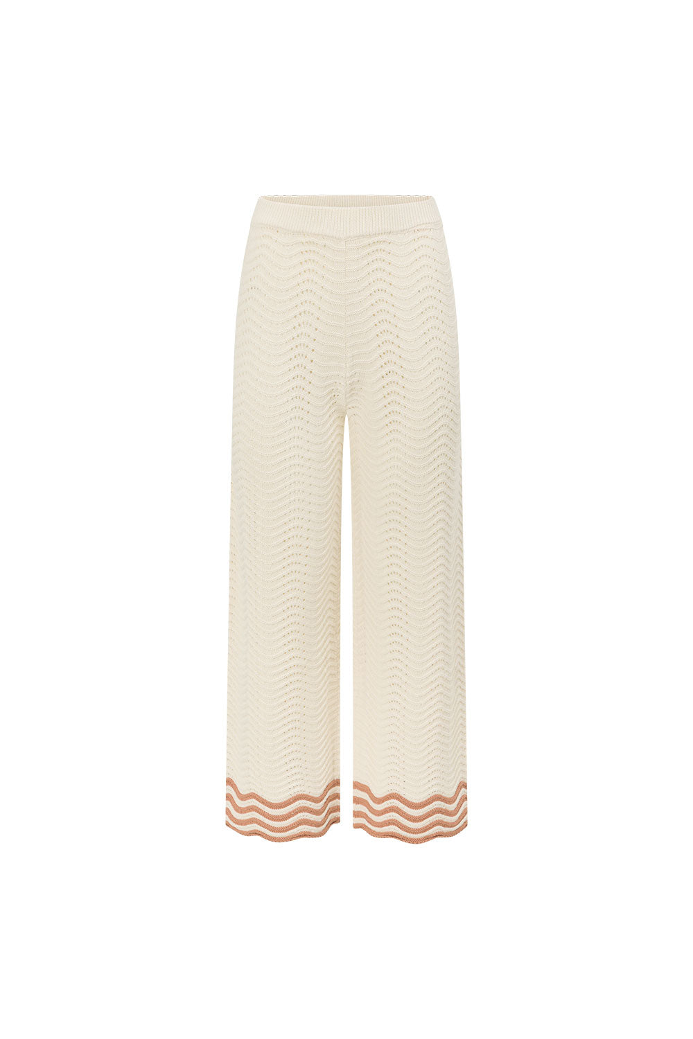 Cream Wavy Knit High Waist Janaya Pants