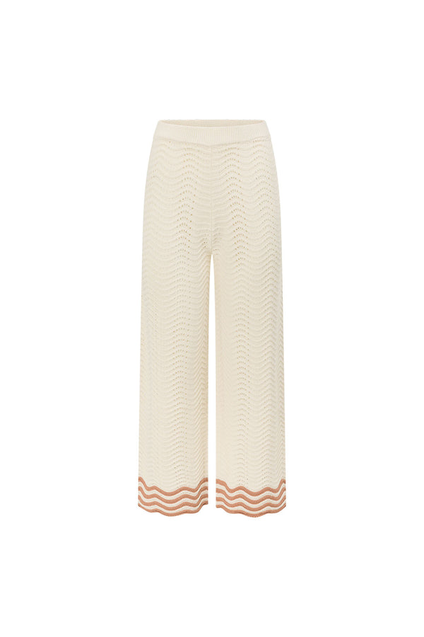 Cream Wavy Knit High Waist Janaya Pants