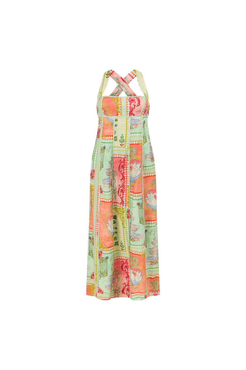 El Jardin Print Cross-Back Maxi Anita Dress