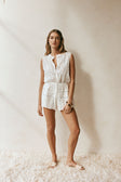 White Cheesecloth Button Up Adriana Playsuit