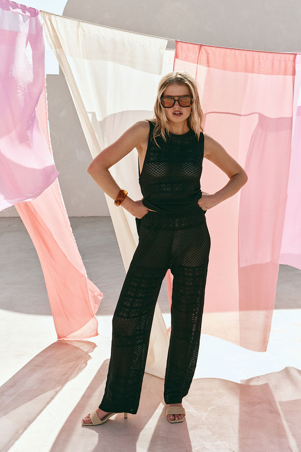 Black Crochet Knit Dillan Top