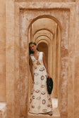 Cream Matia Print V Neck Maxi Serene Dress