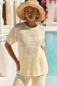 Butter Yellow Pointelle Knit Elios T Shirt Top