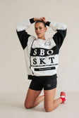 Osaka Vintage Oversized Sweater - Fleece Black White Grey