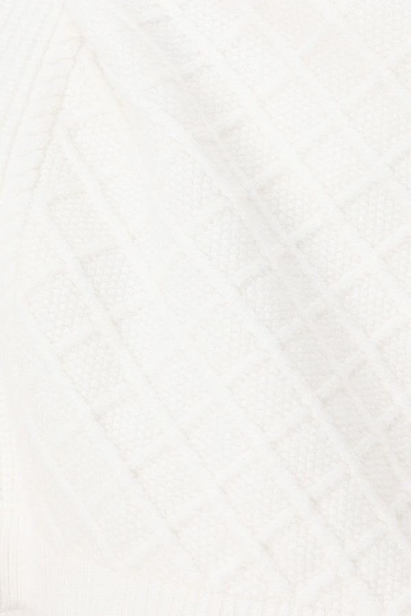 White Cable Knit Crop Lotus Top