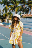 Deon Button Mini Dress - Yellow