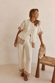 Cream Wavy Knit High Waist Janaya Pants