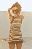 Brown And Cream Stripe Wrap Mini Abyss Dress